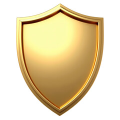A shiny golden shield isolated  isolated on transparent background