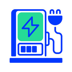Charging Station Line Icon, Outline Symbol for Electric Vehicle Charging, Battery Power Supply, EV Infrastructure, and Renewable Energy Charging. Vector Sign Icon.