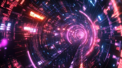 Obraz premium Futuristic digital network background with glowing blue particle wave and data flow on dark grid, abstract visualization of internet connectivity, big data, and artificial intelligence technology