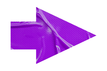 Purple crumpled paper arrow isolated on transparent background