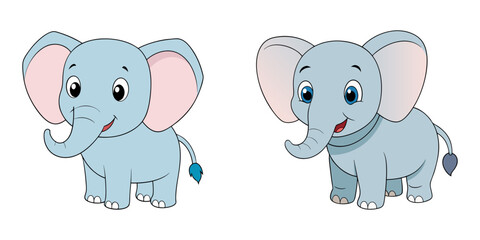 Naklejka premium Set of cartoon baby elephant vector illustration design