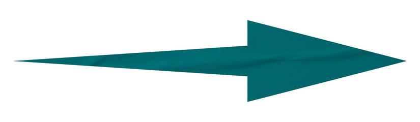 Green crumpled paper arrow isolated on transparent background