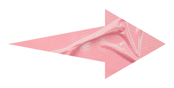 Pink crumpled paper arrow isolated on transparent background