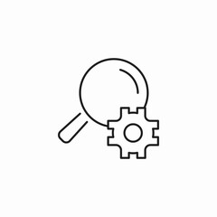 magnifying glass gear icon sign vector