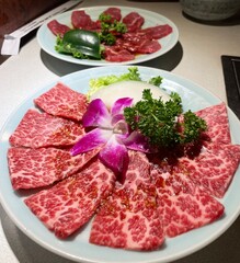 raw beef with flowers 