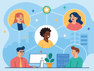 Energetic Palette Vector of Remote Team Integration  