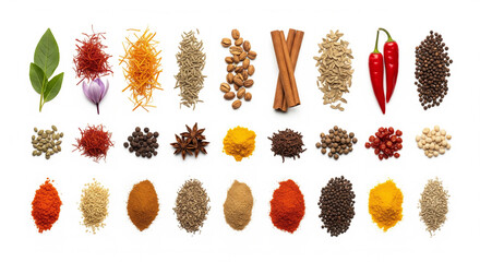 Large Assortment of Culinary Spices and Herbs