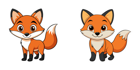 Fototapeta premium Set of cartoon fox vector illustration design