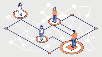 Isometric Vector Diagram of AI-Optimized B2B Journey  