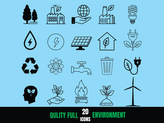 Collection of Black line-out Eco-Friendly Icons