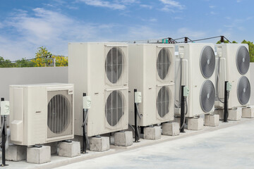 Air conditioning outdoor unit compressor install outside the building.