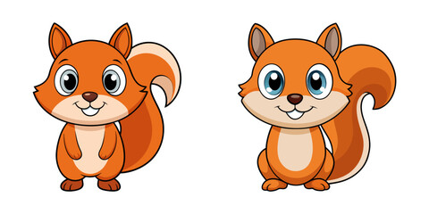 Fototapeta premium Set of cartoon squirrel vector illustration design
