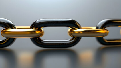 Obraz premium Gold and Black Chain Links Closeup