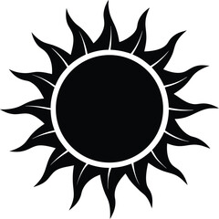 Black silhouette of Sun  icon on a transparent background