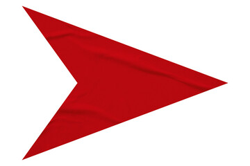 Red crumpled paper arrow isolated on transparent background