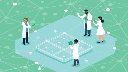 Bright Green Vector Art of Transparent Research Platform  