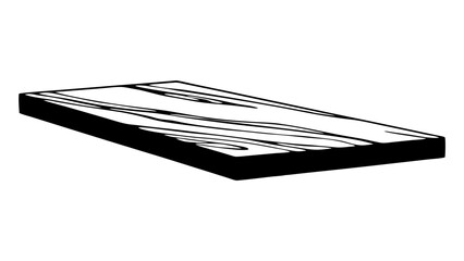 A stylized illustration of a rectangular wooden plank showing wood grain in black and white colors created with generated ai