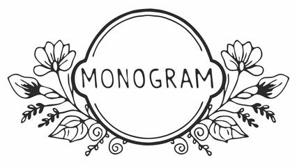 Monogram design with floral elements and decorative frame for personalized branding and stationary use created with generated ai