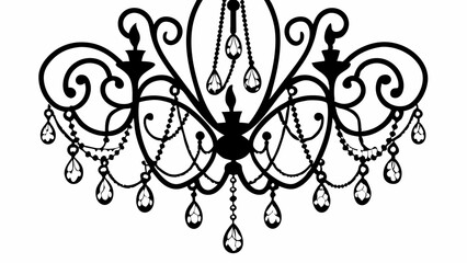 Elegant chandelier illustration with intricate details and hanging crystal pendants design element created with generated ai