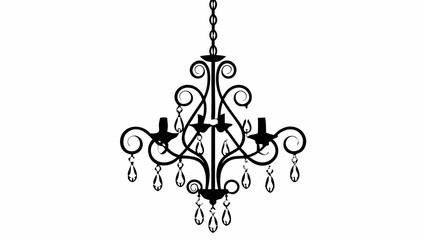 Ornate chandelier with crystals and decorative scrolls hanging from a chain with candle holders created with generated ai
