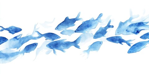 Watercolor Fish School