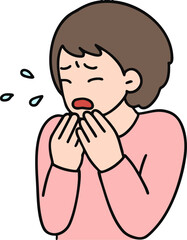 A woman who coughs, a woman who is sad