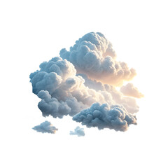 Realistic fluffy cloud cluster in the sky on transparent background.