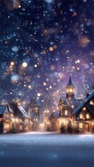 Fototapeta premium Enchanting Holographic Christmas Village with Snowfall
