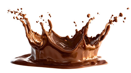 Dynamic Chocolate Splash Crown on Transparent Background