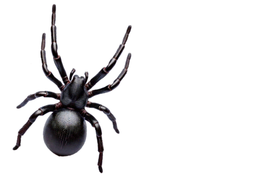Fake rubber spider isolated on transparent or white background
