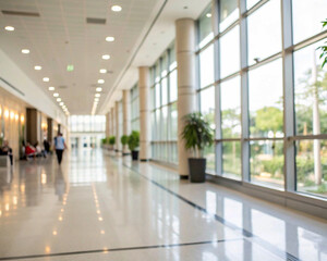 A wide, minimalist airport terminal bathed in natural light, showcasing its reflective flooring