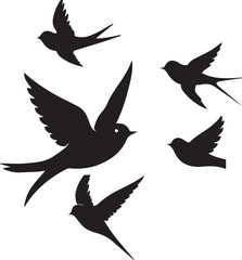Swallow Bird Silhouette design flying birds vector