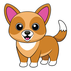 puppy cartoon set. cute spotted white brown dog, funny little animal character playing ball collar bone domestic pet vector illustration