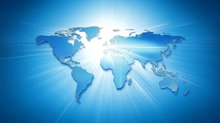 Obraz premium Digital world map over abstract technology background with glowing network connections and data points representing global internet infrastructure and modern communication systems