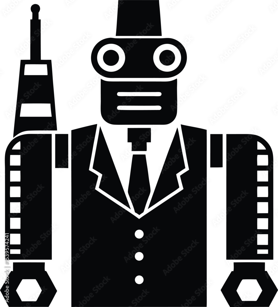 Poster sophisticated robot in a business suit, silhouette an abstract digital rendering