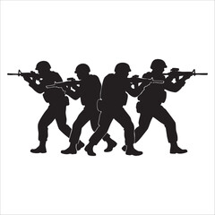 Silhouettes of Soldiers in Action.