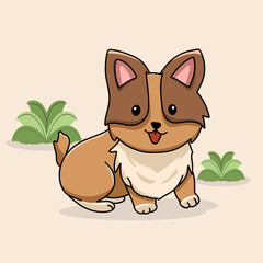 Doodle dog cute illustration hand drawn vector