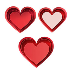 Paper cut hearts Isolated on white and transparent background.