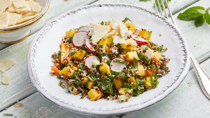 Tabbouleh with macadamia and mango