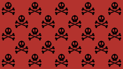 Red pixel Skull and Crossbones Pattern Backgrounds
