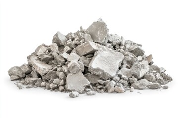 Pile of crushed gray concrete debris