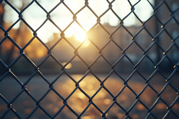 Fototapeta premium Seamless school metal mesh fence pattern background