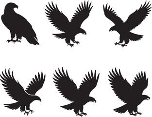 Fototapeta premium Majestic Eagle Silhouette Vector Collection
