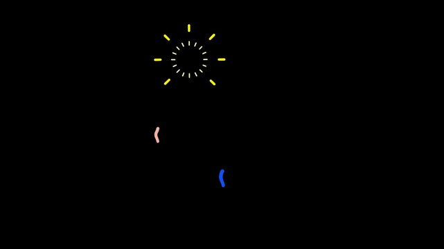 2D animation fireworks elements Fx. Colorful. Transparent background and alpha channel.