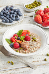 Chia buckwheat pudding with fresh berries and mint