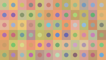Colorful grid background with playful soft tones and centered circle accents in every block. Fully contained design perfect for gift wrap, packaging, branding, or festive visuals.