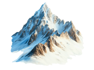 Majestic Snow-Covered Mountain Peak on Transparent Background