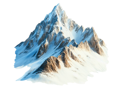 Majestic Snow-Covered Mountain Peak on Transparent Background