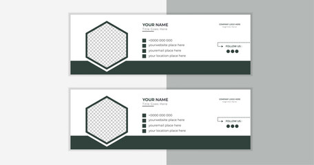 Modern and minimalist email signature ,email footer template,corporate email signature template design or business email signature with an author photo place modern and minimal layout.