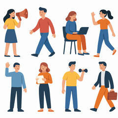 Obraz premium Set of vectors ready to animation people characters performing various activities